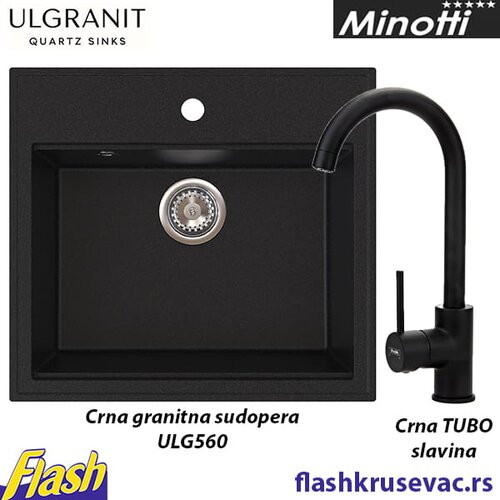  Granitna sudopera Ulgranit ULG560 (CRNA) + slavina - SET Slavina Minotti Slike