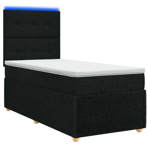VidaXL LED okvir za krevet s madracem Crna 80 x 200 cm Tkanina - Crna 80 x 200 cm Pro&amp;scaron;iveno gumbima Slike