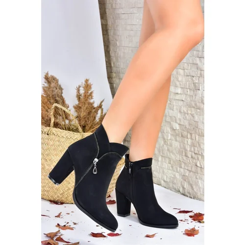 Fox Shoes Women's Black Thick High Heeled Boots