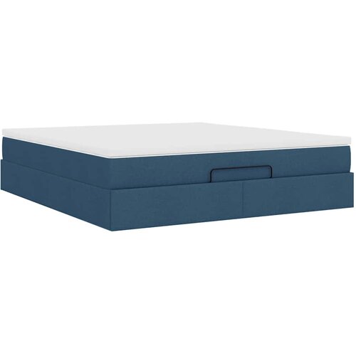  Otomanski krevet s madracem plavi 180x200cm od tkanine Slike