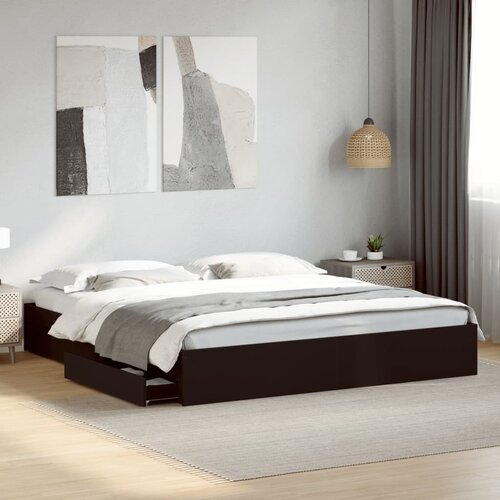  Okvir za krevet s ladicama crni 200x200 cm konstruirano drvo Cijene