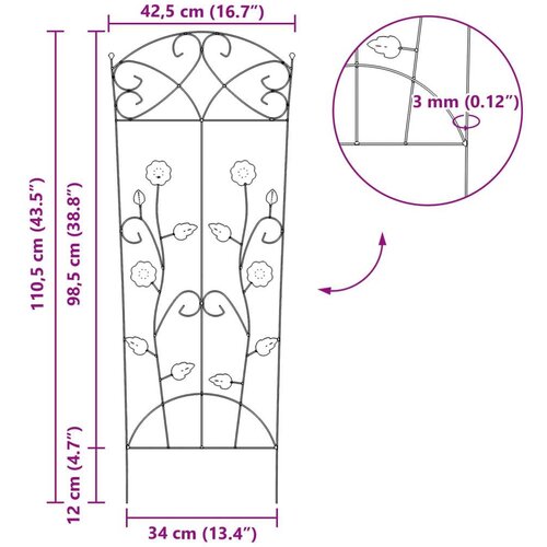  Vrtna Ograda Re&amp;scaron;etkasti 3 pcs Crna 112 x 40 cm Čelik Slike