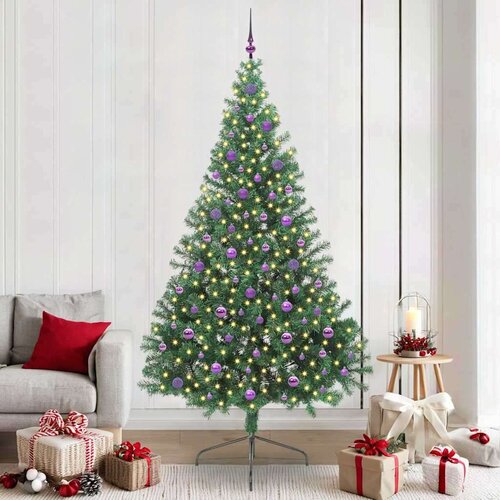 vidaXL Umjetna preddekorirana božićna jelka Zelena 240 cm PVC Cene