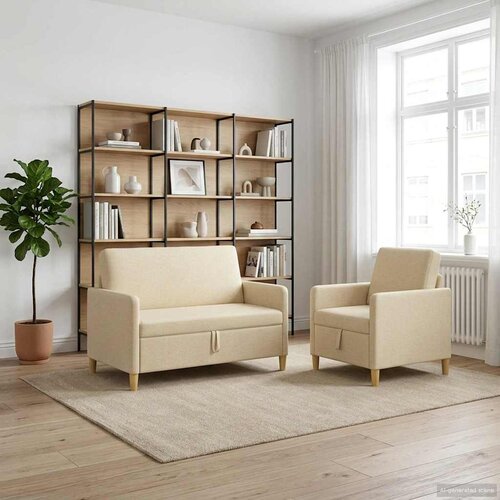  Set sofe s pohranom 2 pcs Krem Poliester Cijene