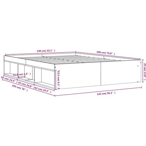  Za krevet boja hrasta 140x190 cm Slike