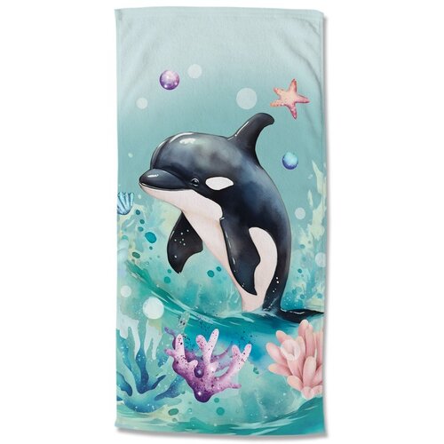 Good Morning Modra otroška žametna brisača za na plažo 75x150 cm Splash – Cene