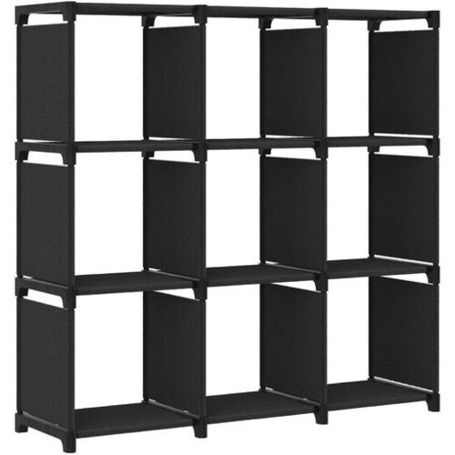  Regal z 9 kockastimi policami črn 103x30x107,5 cm blago Slike