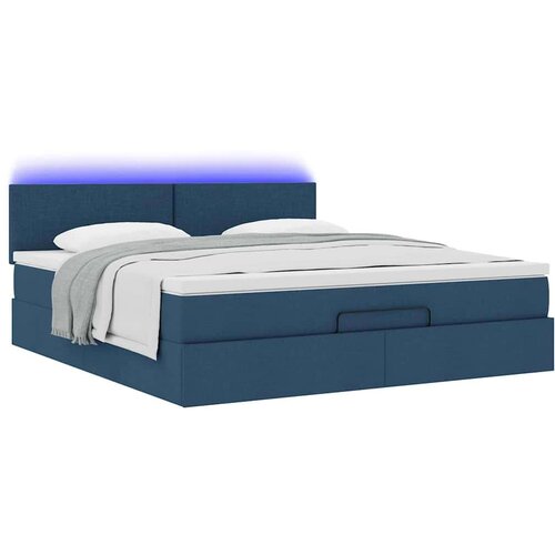 vidaXL Otomanski krevet s madracem i LED plavi 160x200cm tkanine Cijene