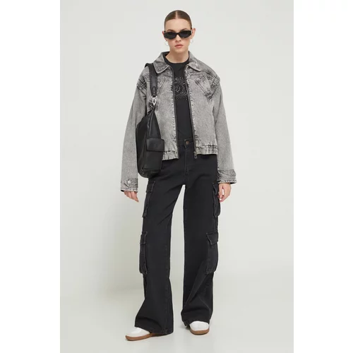 Desigual Traper jakna za žene, boja: siva, za prijelazno razdoblje, oversize