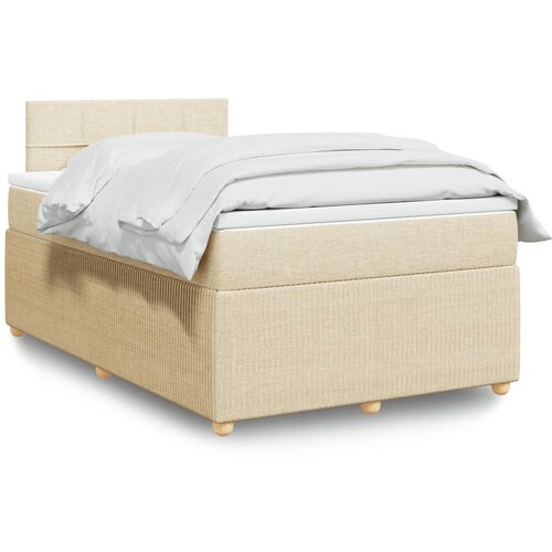 vidaXL Box spring postelja z vzmetnico krem 120x200 cm blago Cene