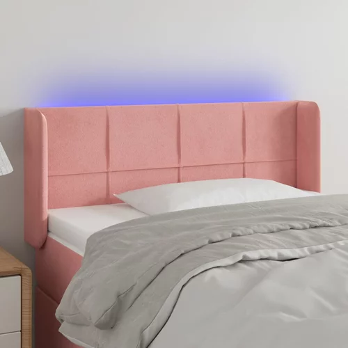 vidaXL LED posteljno vzglavje roza 103x16x78/88 cm žamet
