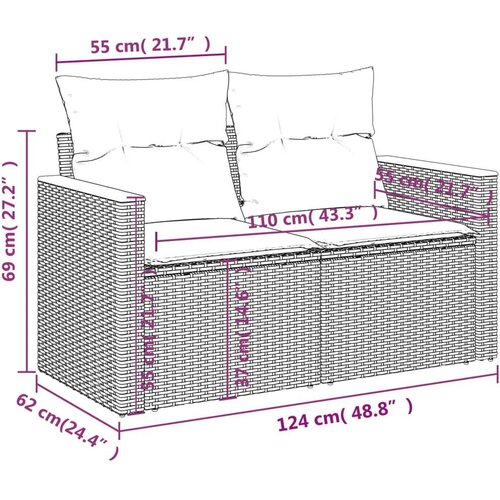vidaXL 5-dijelna vrtna garnitura od poliratana s jastucima crna Cijene