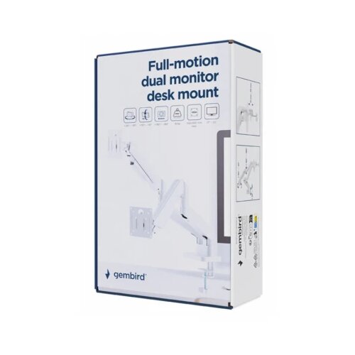 Gembird MA-DA2-06-W Podesivi dupli stoni drzac za monitor, tilt, 17-32 max.10kg White Cene