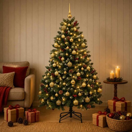  Umjetno božićno drvce zeleno s kuglicom 150 cm 150 LED lampica Cijene