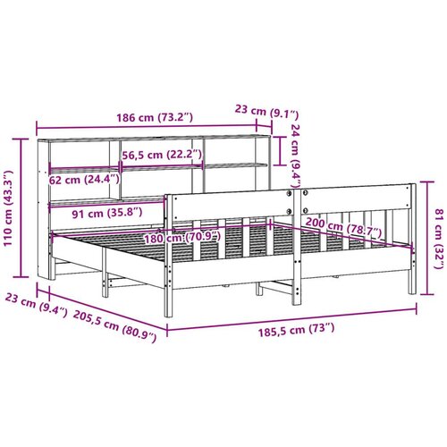 vidaXL Posteljni okvir brez vzmetnice bel 180x200 cm trdna borovina Cene