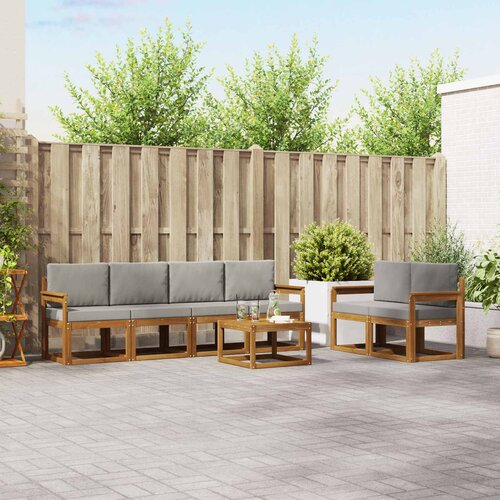  Set vanjskih sofa s jastukom 7 pcs Prirodna i svijetlo siva Cene