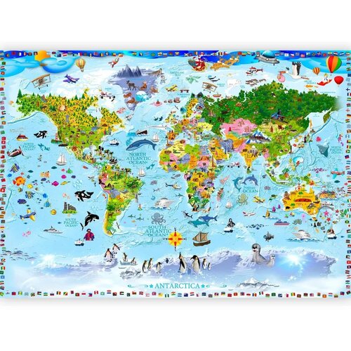  Foto tapeta - World Map for Kids 343x256 Samoljepljiva Slike