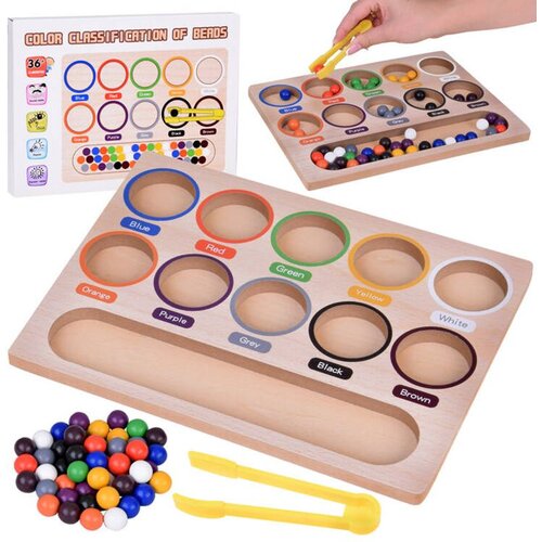 Drvena edukativna slagalica - veliki set od 50 kuglica u boji + sorter! Cene