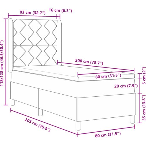 Box Spring Krevet s Madracem &amp;amp;amp LED Tamnosmeđi 80x200 cm Tkanina Slike