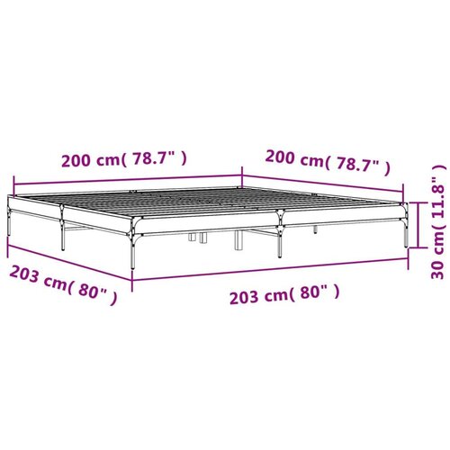 VidaXL Okvir za krevet boja hrasta 200x200cm konstruirano drvo i metal Slike