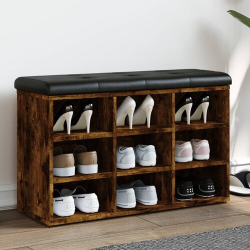VidaXL Klupa za cipele boja dimljenog hrasta 82x32x50 cm drvena Slike