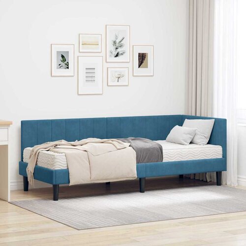vidaXL Kutni okvir kreveta s madracem Plava 80 x 200 cm Baršun Cene