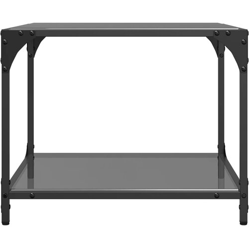  Stolići za kavu s crnim staklenim vrhom 2 kom 50x50x40 cm čelik Slike