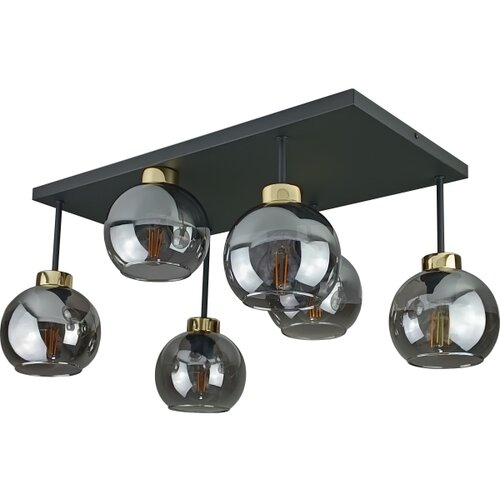  Plafonski luster NESSA 6xE27/60W/230V crna/zlatna/zadimljena crna Slike