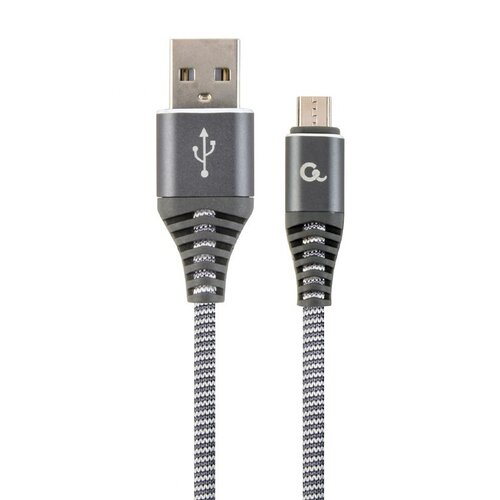 Gembird CC-USB2B-AMmBM-1M-WB2 Premium bombažno pleten microUSB polnilni in podatkovni kabel 1 m, (5000263449) Slike