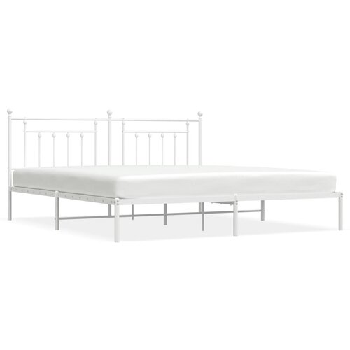 VidaXL Kovinski posteljni okvir z vzglavjem bel 193x203 cm, (20788542) Slike