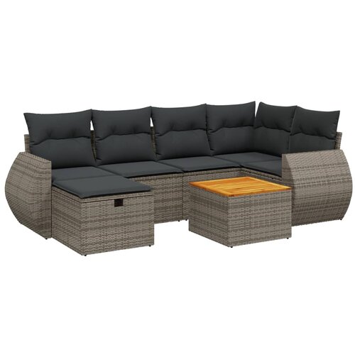 Maison Chic Seti vrtnega pohištva - Vrtna garnitura - Vrtni pohištvo set 7-delna z blazinami siv poli ratan, (21803617) Cene
