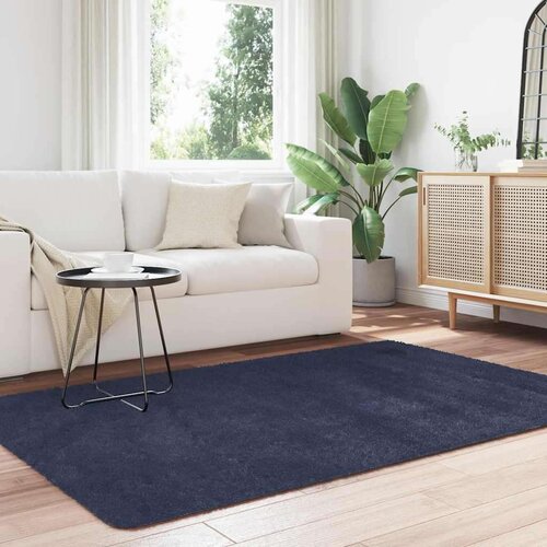 VidaXL Čupavi tepih s visokim vlaknima tamnoplavi 130x200 cm poliester Slike