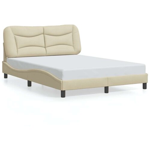 VidaXL Okvir za krevet s uzglavljem krem 140x190 cm od tkanine Slike