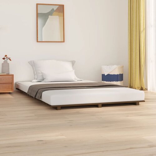 VidaXL Posteljni okvir medeno rjav 120x190 cm trdna borovina Slike
