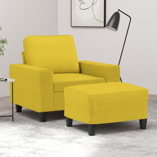  The Living Store Fotelj s stolčkom za noge svetlo rumen 60 cm blago - Kavč S Stolčkom Za Noge, (21485171) Cene