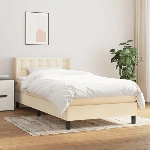  Box spring postelja z vzmetnico krem 90x200 cm blago, (20723743)