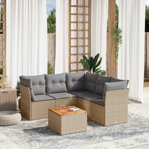 vidaXL 6-dijelni set vrtnih sofa s jastucima bež od poliratana Cijene
