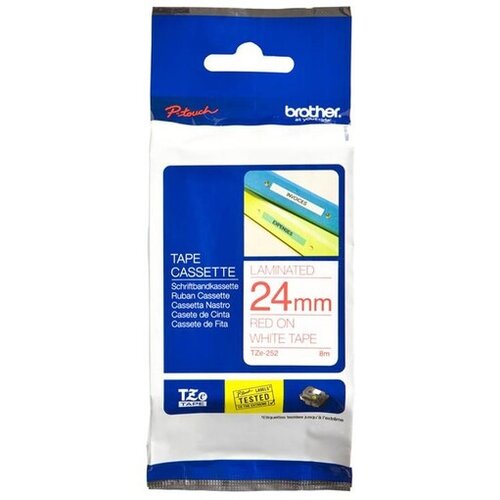Brother trak za tiskalnik nalepk p-touch TZE252 bel/rdeč 24 mm Slike