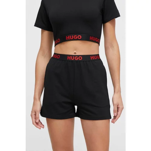 Hugo Pižama kratke hlače ženski, črna barva