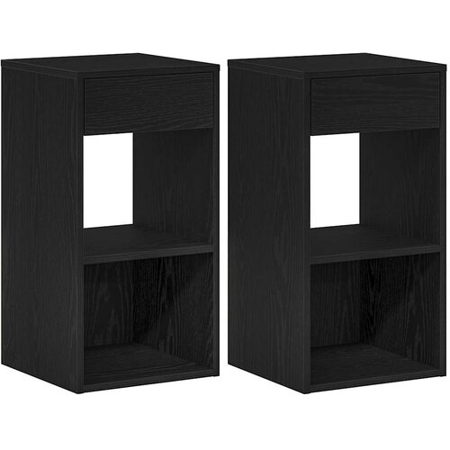  Noćni ormarići s ladicom 2 kom crni hrast 35x34x66,5 cm Slike