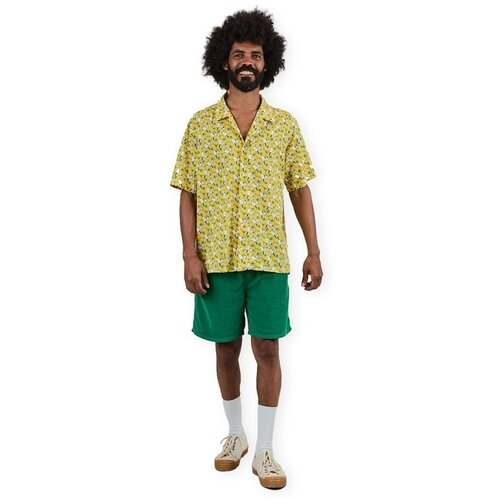 Brava Fabrics Srajce s kratkimi rokavi x PEANUTS Donuts Aloha Shirt M - Yellow Rumena Slike