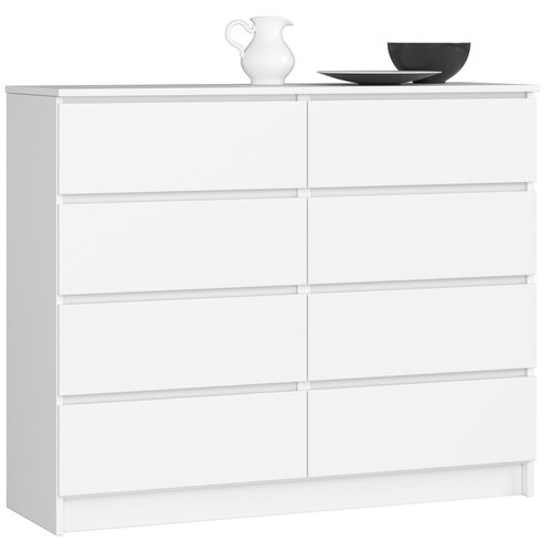 AKORD KOMODA K 120 cm 8 PREDALNIKOV BELE, (21702904) Cene