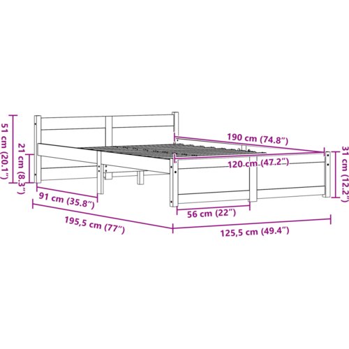  Konstrukcija postelje Vo&amp;scaron;čeno rjava 120 x 190 cm Trdna borovina Slike