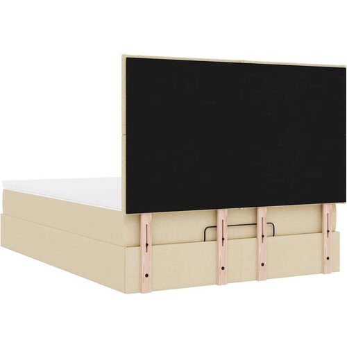  Otomanski krevet s madracem i LED krem 140x190 cm tkanine Slike