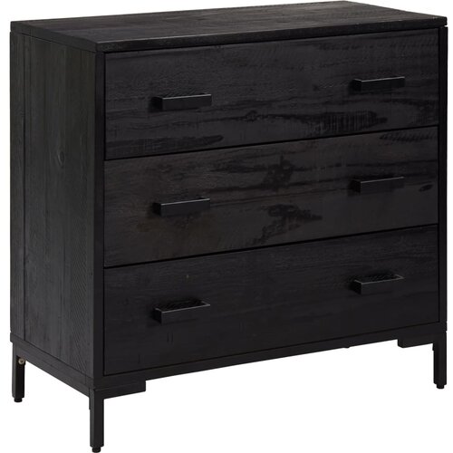  Ladičar crni 75 x 35 x 70 cm od masivne borovine Slike