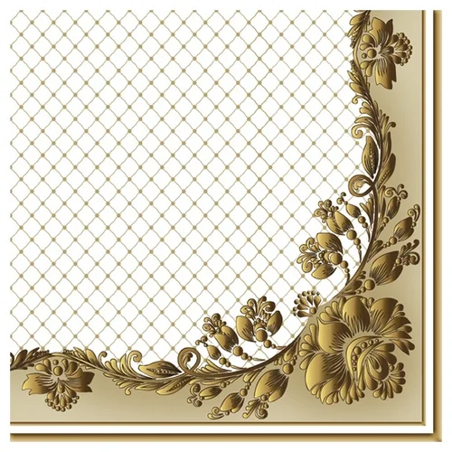 EKO serviete za decoupage Gold Frame and Net on Beige - 1 kos (Serviete)