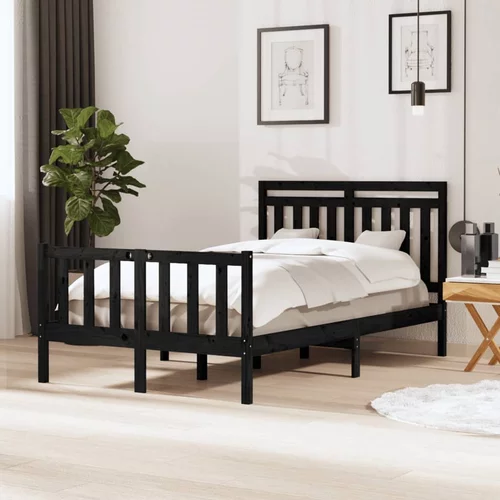 vidaXL Okvir za krevet od masivnog drva crni 120 x 190 cm 4FT bračni