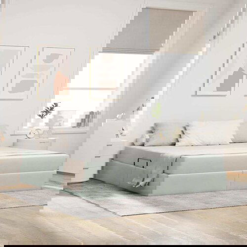 VidaXL Krevet s madracem i skladi&amp;scaron;tem Svijetlo siva 160 x 200 cm Slike