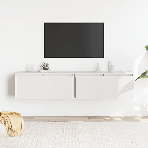 Maison Chic Stenska omarica - Zidna omarica 2 kosa bela 80x30x35 cm trdna borovina iu1066, (22063538) Slike