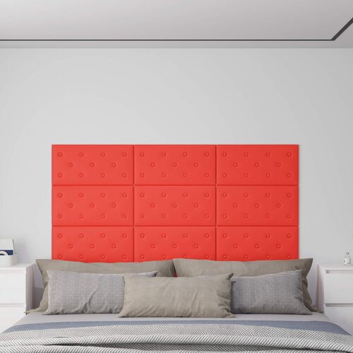 Zidna uzglavlja 12 pcs Crvena 60 x 30 cm Lažna koža Cijene